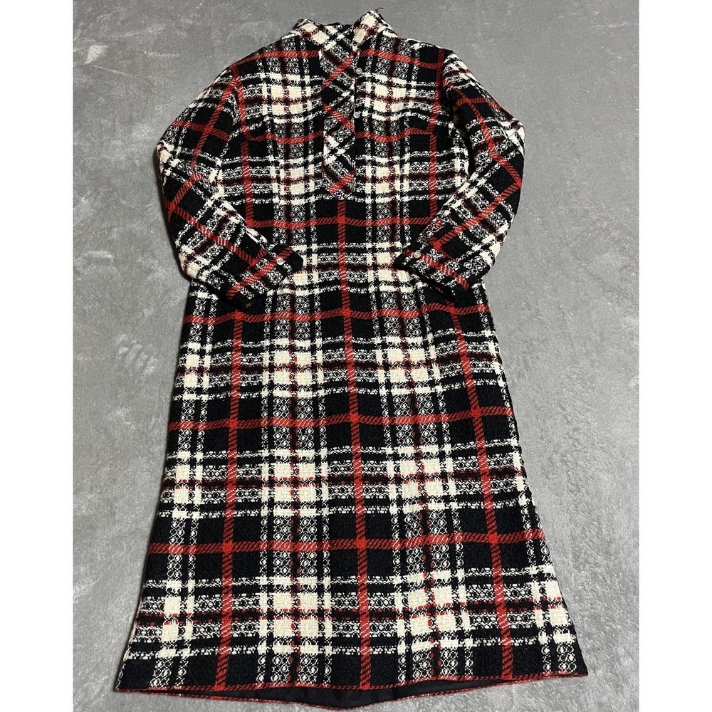 Vintage Mr Mort Dress Womens Plaid Dress Modest 50s 60s Long Sleeve